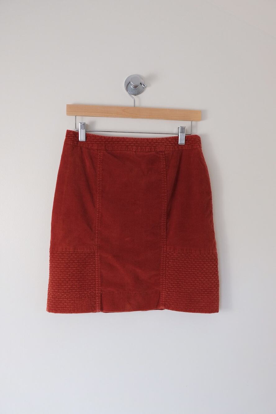 Anthropologie Ett:Twa Corduroy Mini Skirt Size 4 Rust Textured Fall Cottagecore